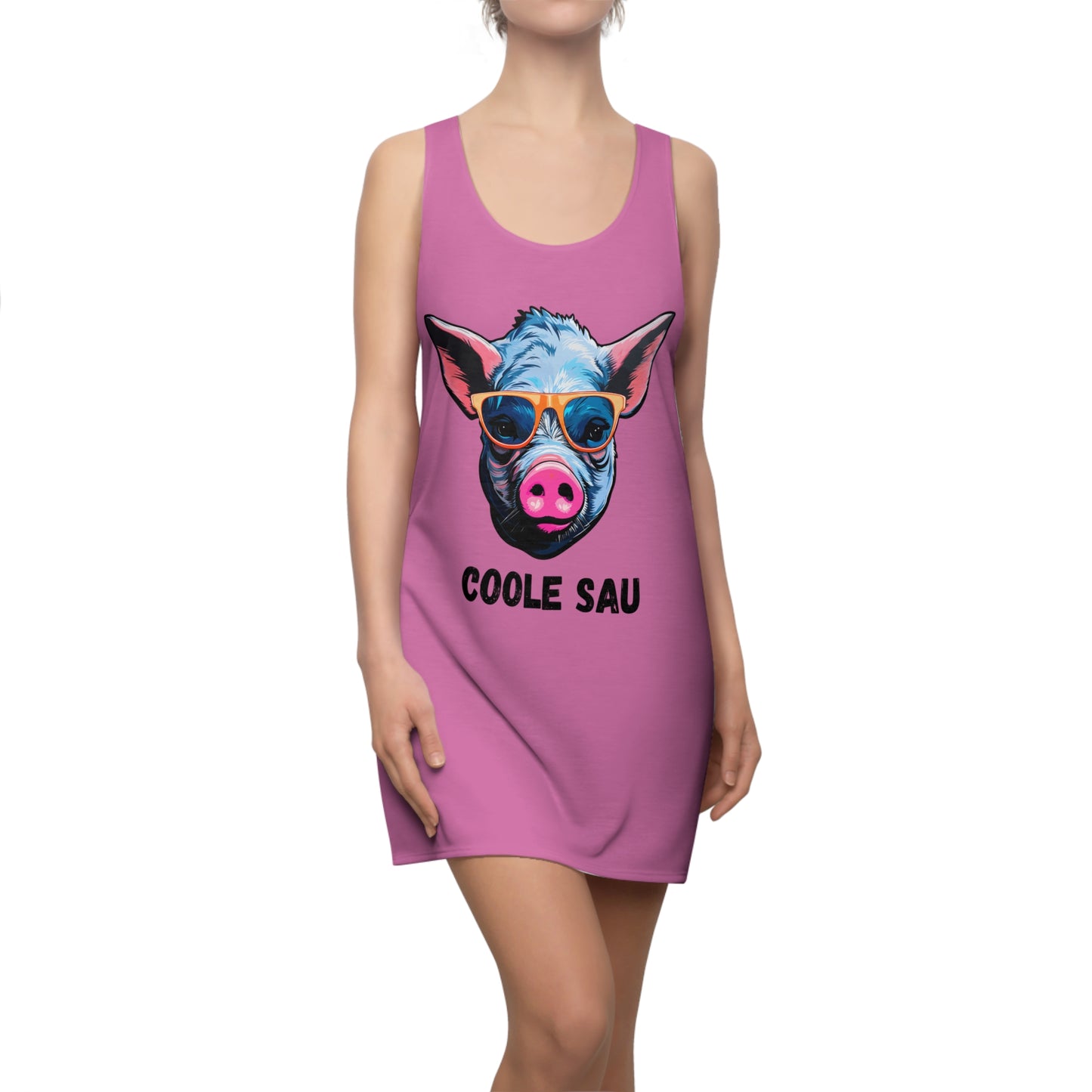 Damen Kleid Coole Sau Racerback Sommer Statement Fun