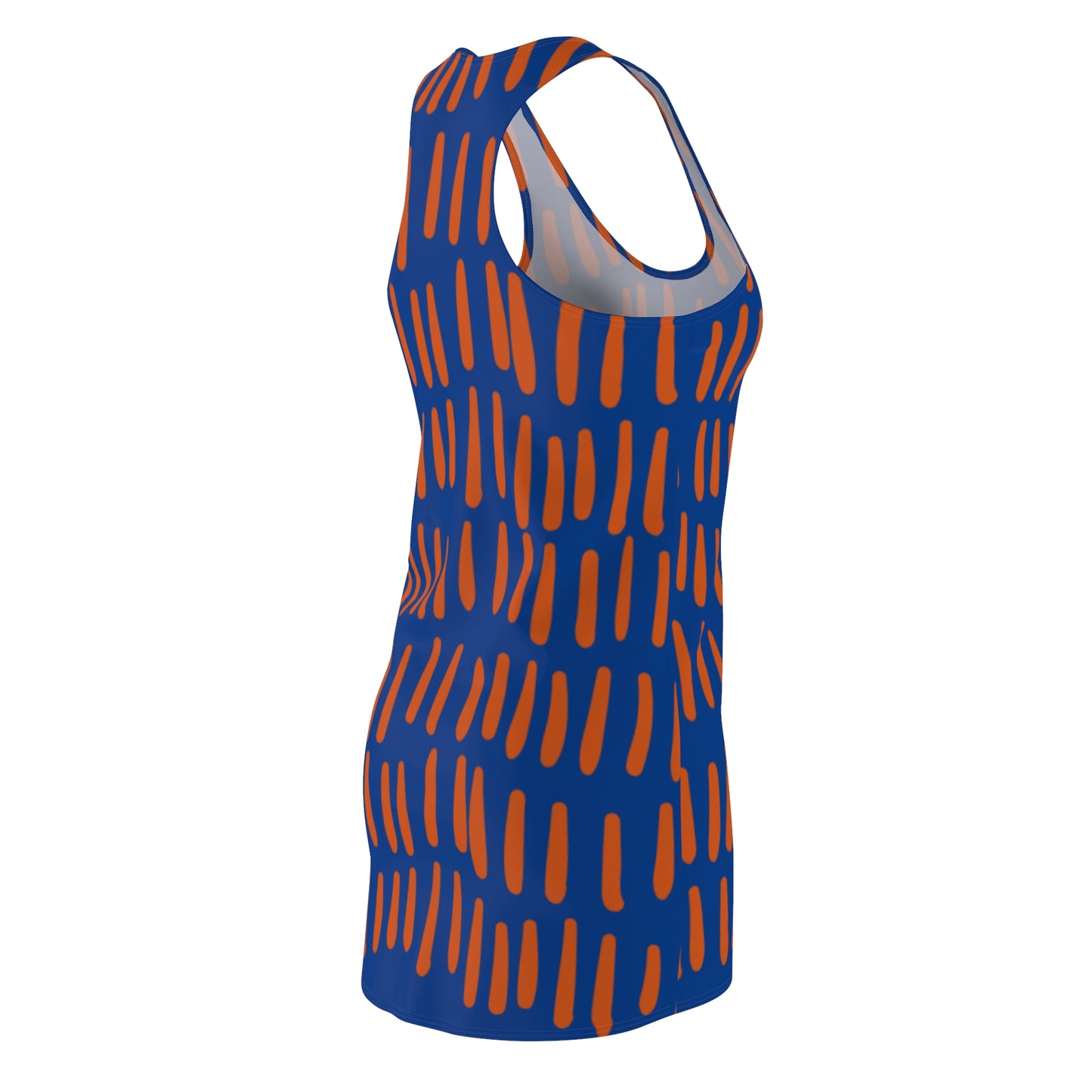 Blau Orange Boho Racerback Kleid – Modernes Sommerkleid