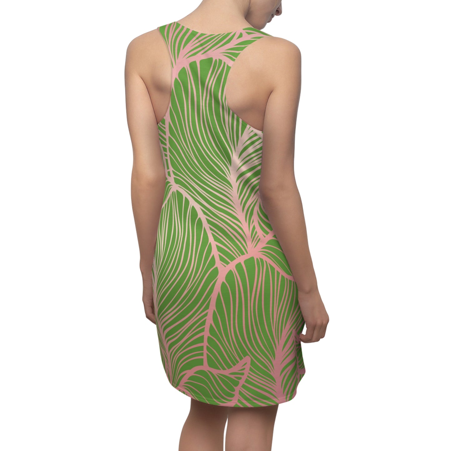 Rosa Grün Floral Racerback Kleid – Elegantes Sommerkleid