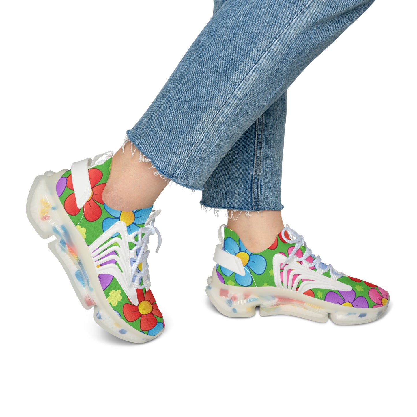 Bunte Damen Sneaker mit Blumenmuster – Stylische Sportschuhe