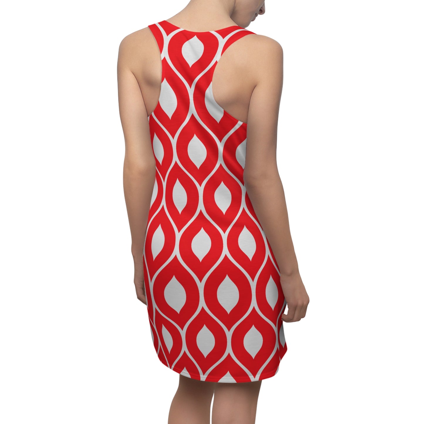 Rot Grau Geometrie Racerback Kleid – Stilvolles Sommerkleid