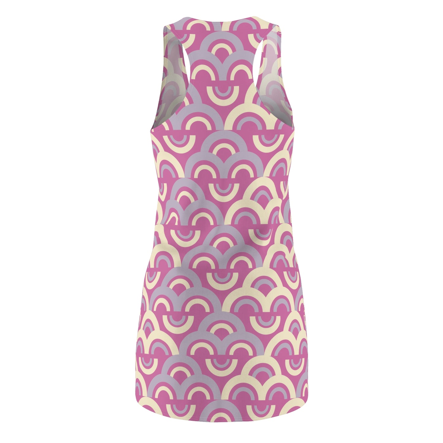 Damen Racerback Kleid Rosa Pastell Bogenmuster Bequemes Freizeitkleid