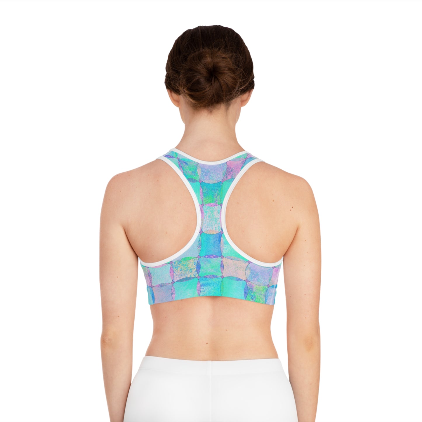Damen Sport BH Buntes Muster Atmungsaktiv Yoga Fitness Workout Top