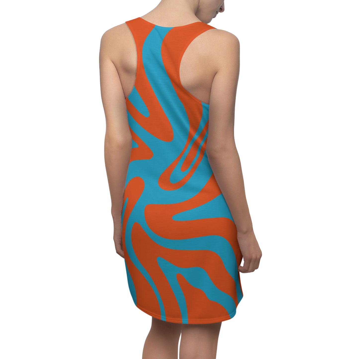 Türkises Damen Kleid Swirl Muster Racerback Sommer Bohemian Beach
