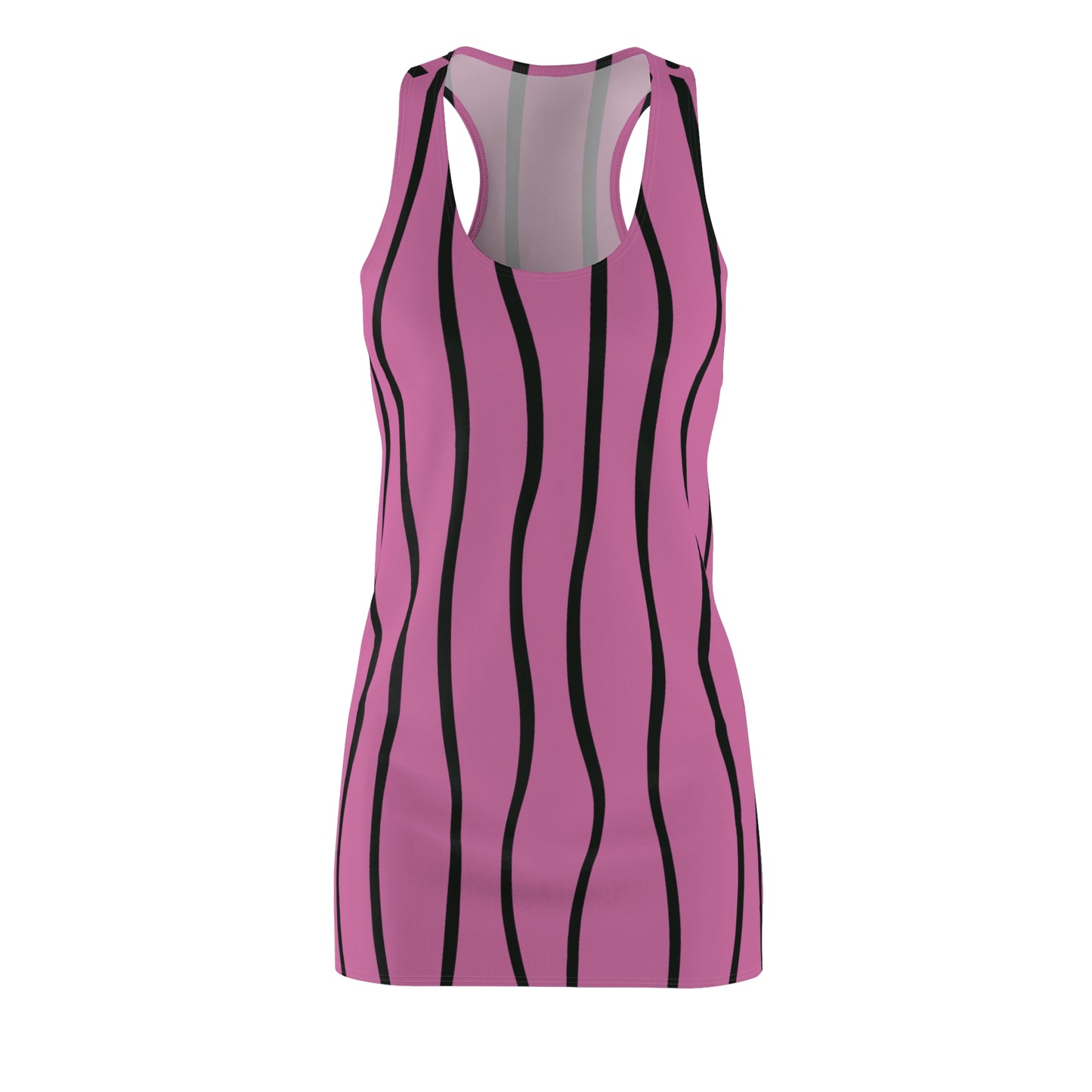 Rosa Schwarz Wellen Racerback Kleid – Modernes Sommerkleid
