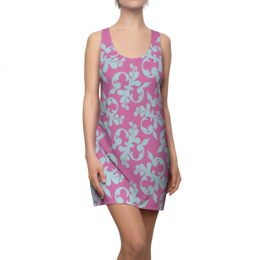 Rosa Türkis Floral Racerback Kleid – Sommer Damenmode