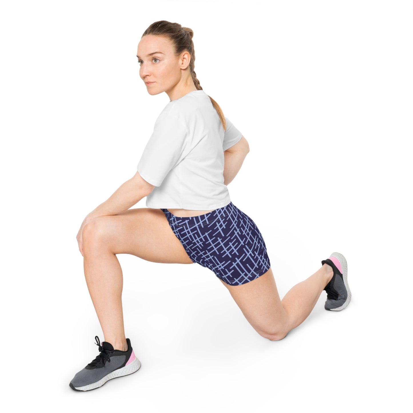 Damen Sport Shorts Modernes Muster Atmungsaktiv Fitness Freizeit