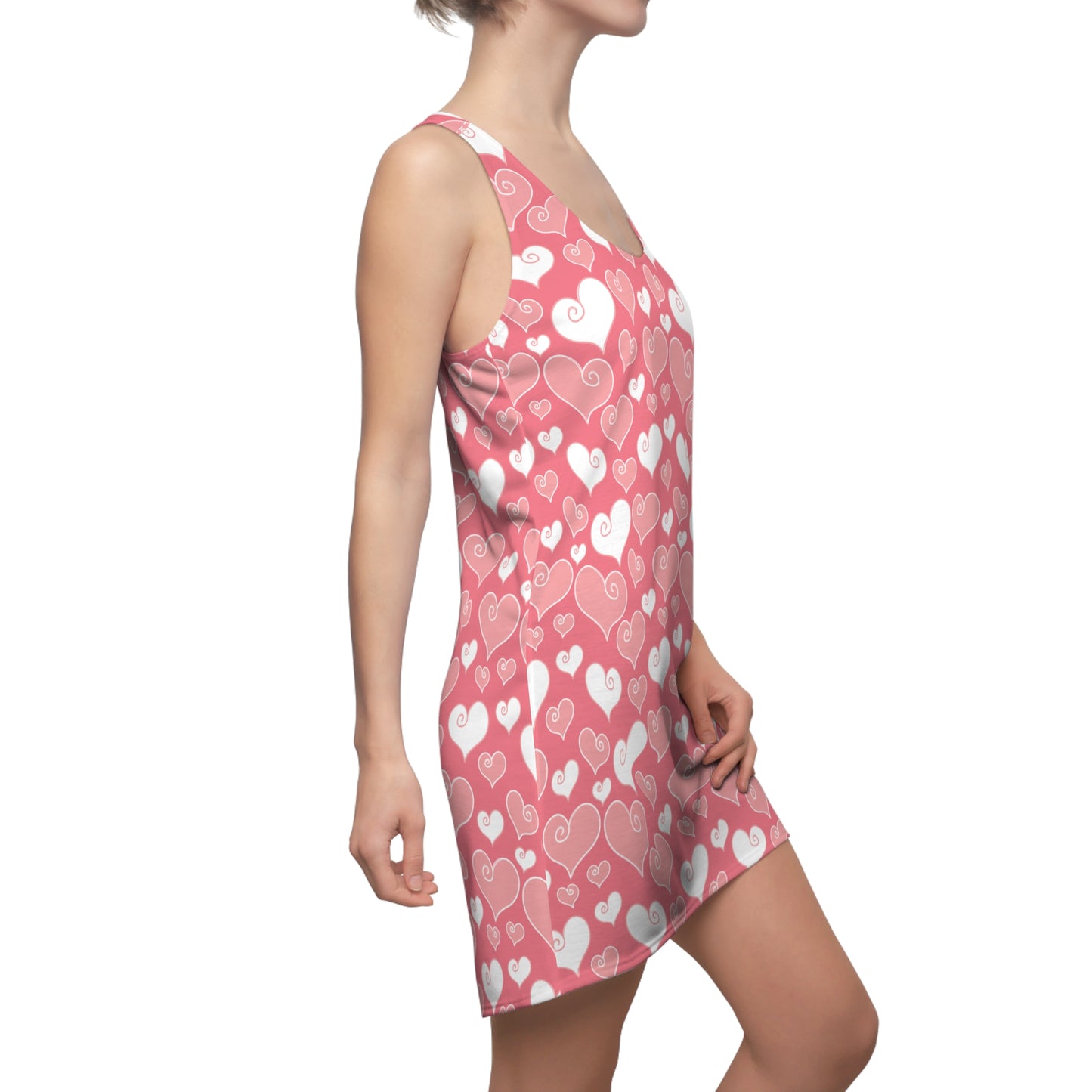Rosa Herzchen Racerback Kleid – Süßes Sommerkleid