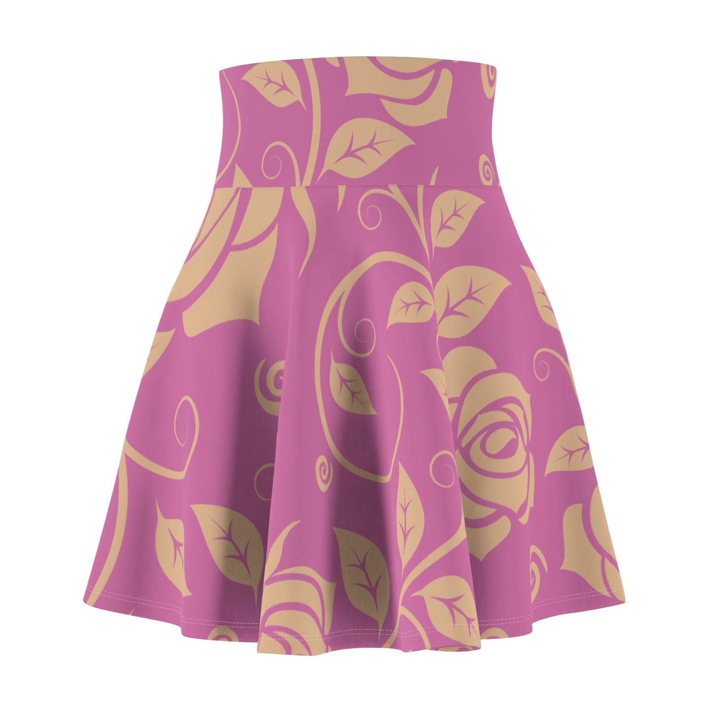 Rosaner Grüner Damen Rock Floral Skater Elegant Frühling Sommer Casual