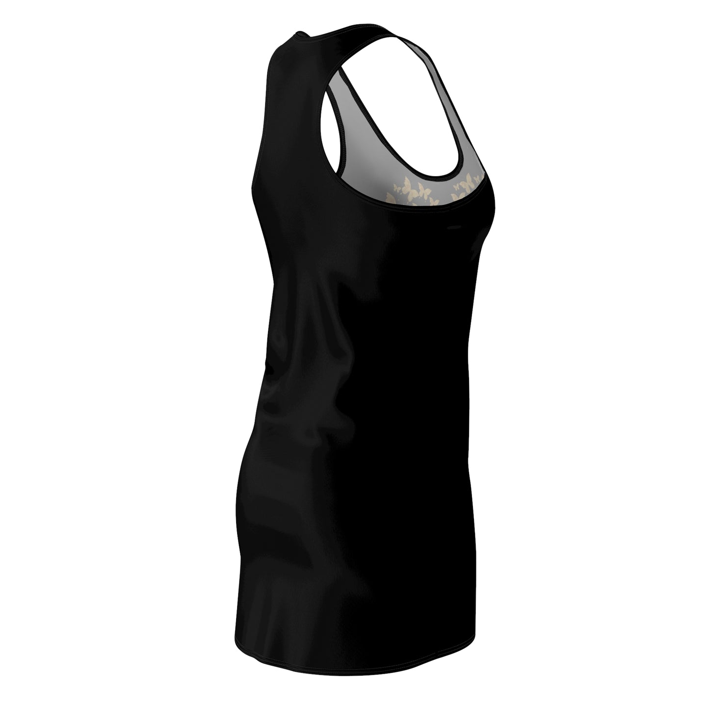 Schwarz Schmetterlingsherz Racerback Kleid – Gold Sommerkleid