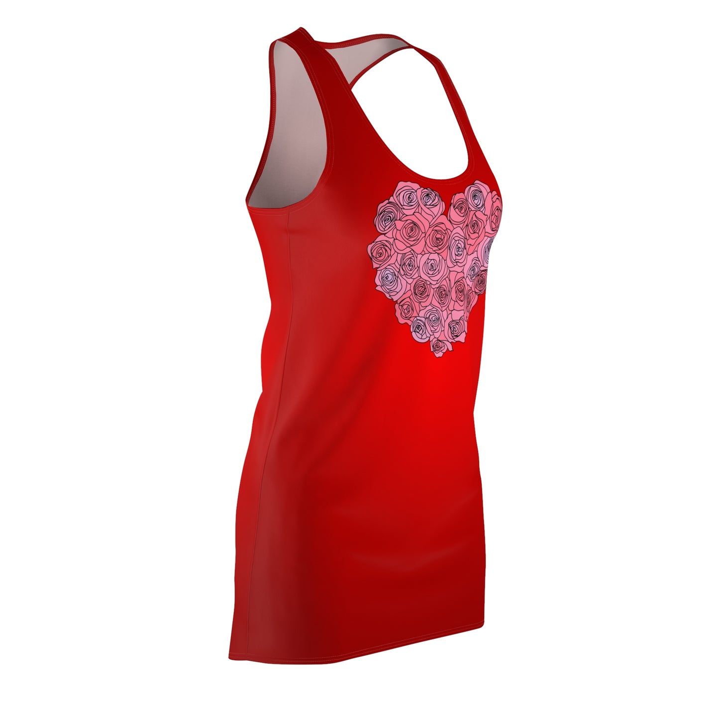 Romantisch Floral Herz Racerback Kleid – Rotes Sommerkleid