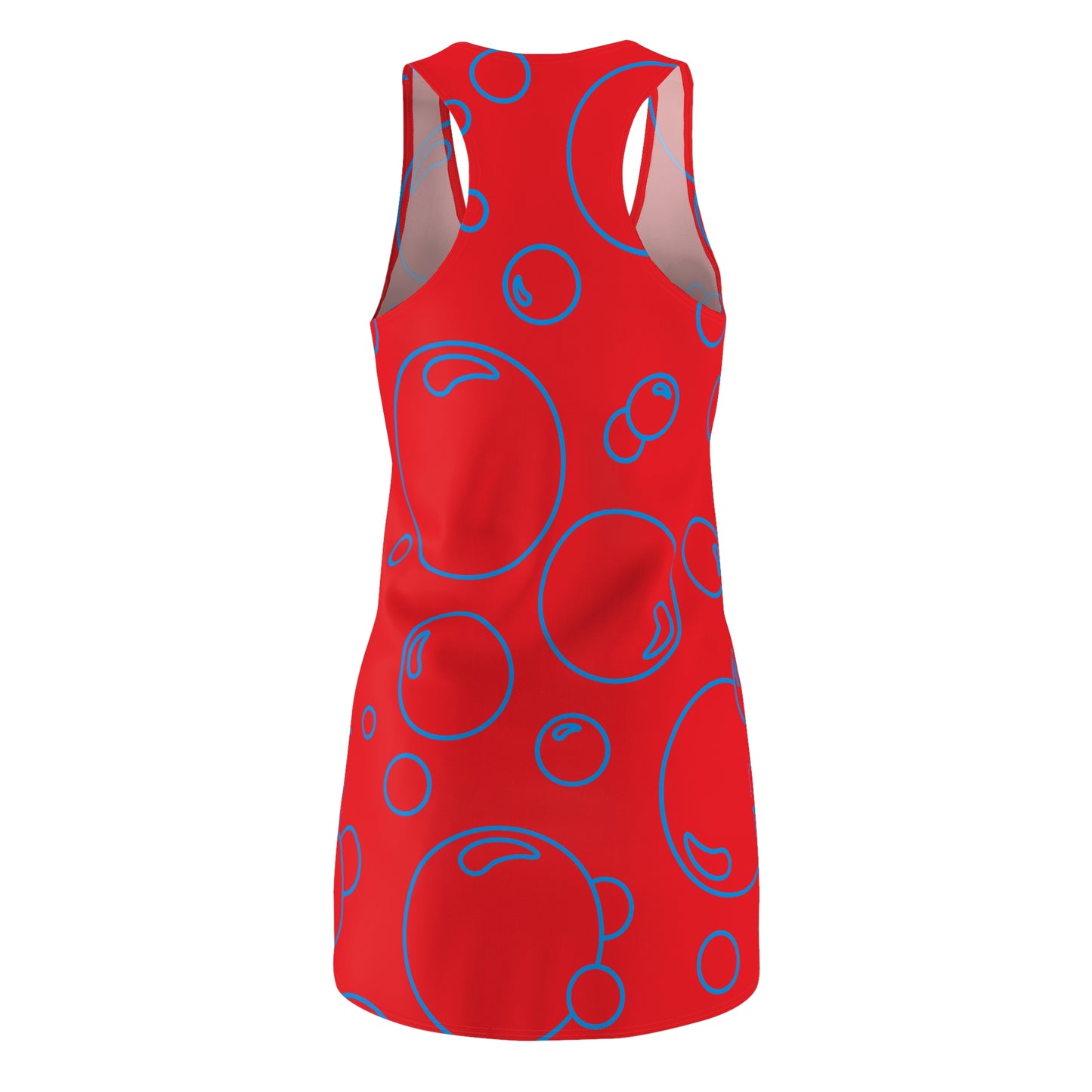 Bubble Print Racerback Kleid – Rot Blau Sommerkleid