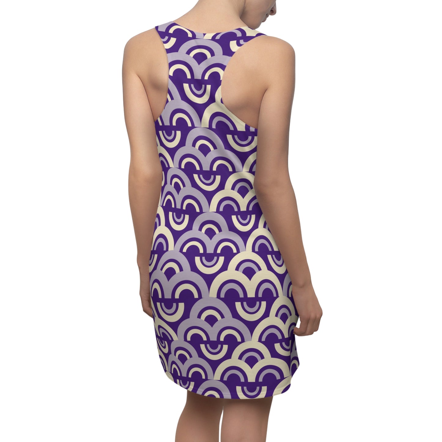 Damen Racerback Kleid Lila Pastell Bogenmuster Bequemes Freizeitkleid