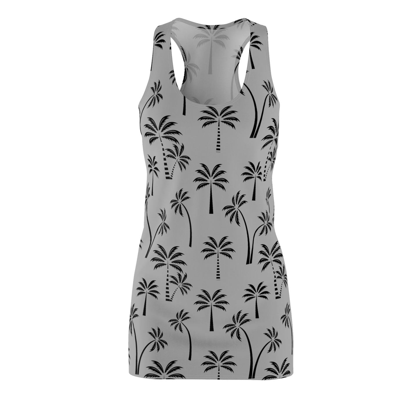 Grau Palmen Racerback Kleid – Leichtes Sommerkleid