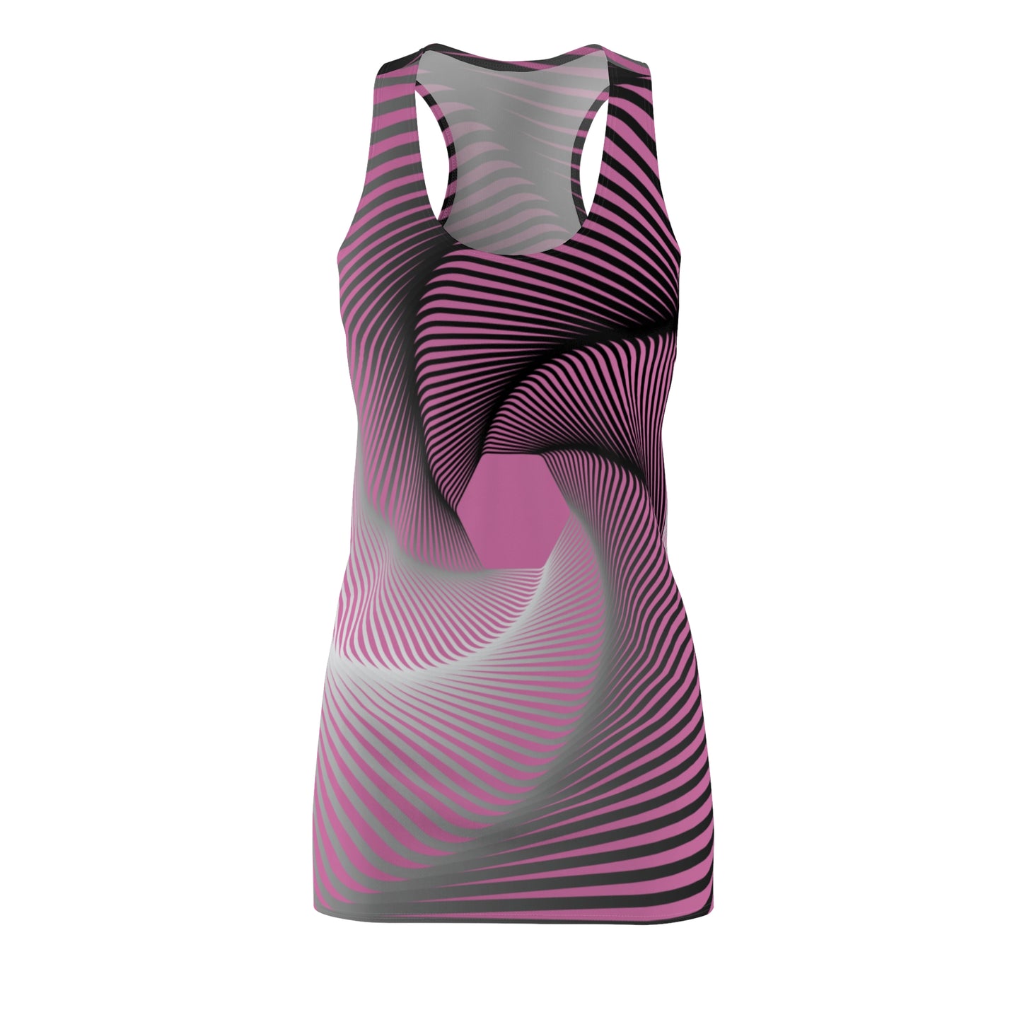 Schwarz Weiß Spirale Racerback Kleid – Stilvolles Sommerkleid Rosa