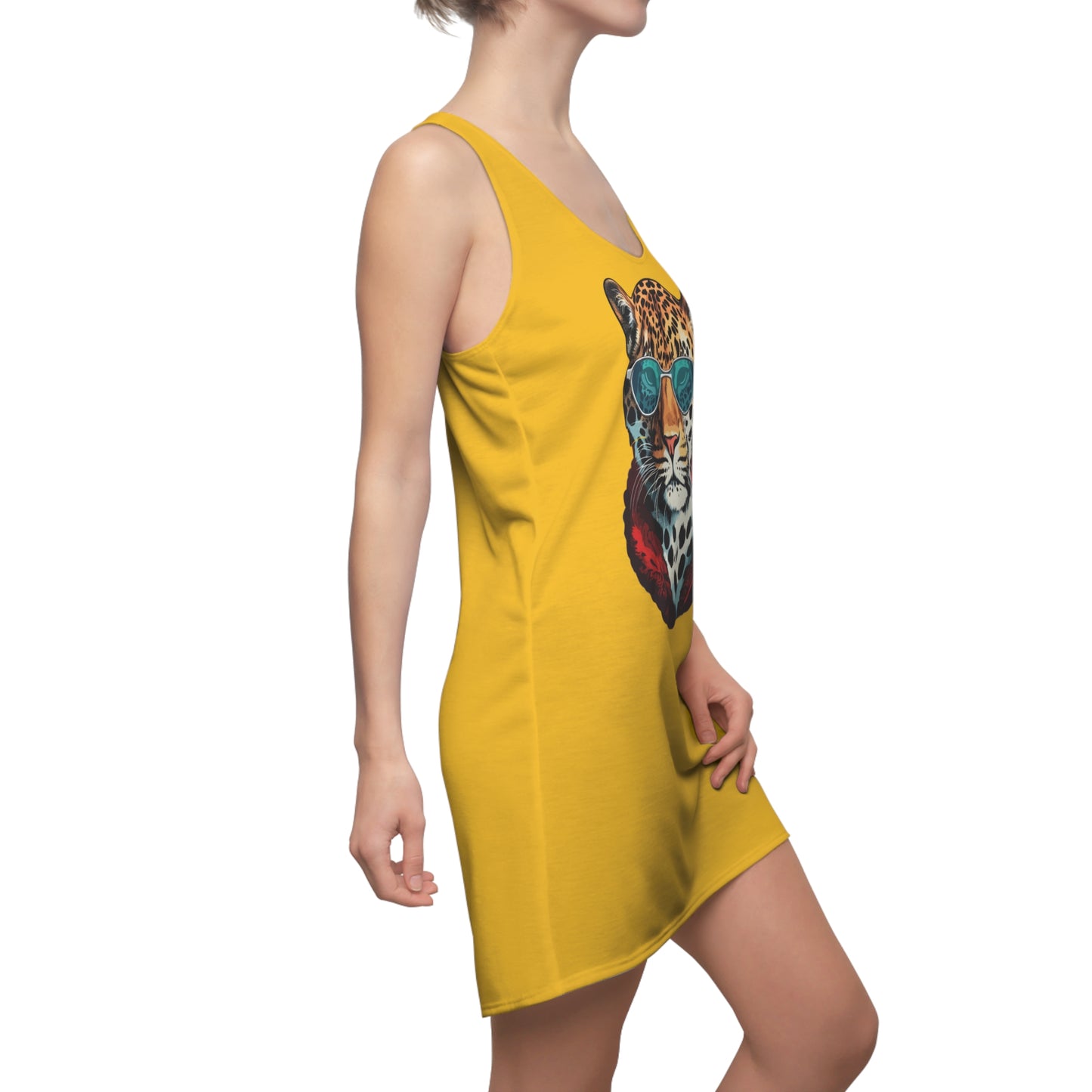 Gelbes Leopard Sonnenbrille Racerback Kleid – Cooles Sommerkleid