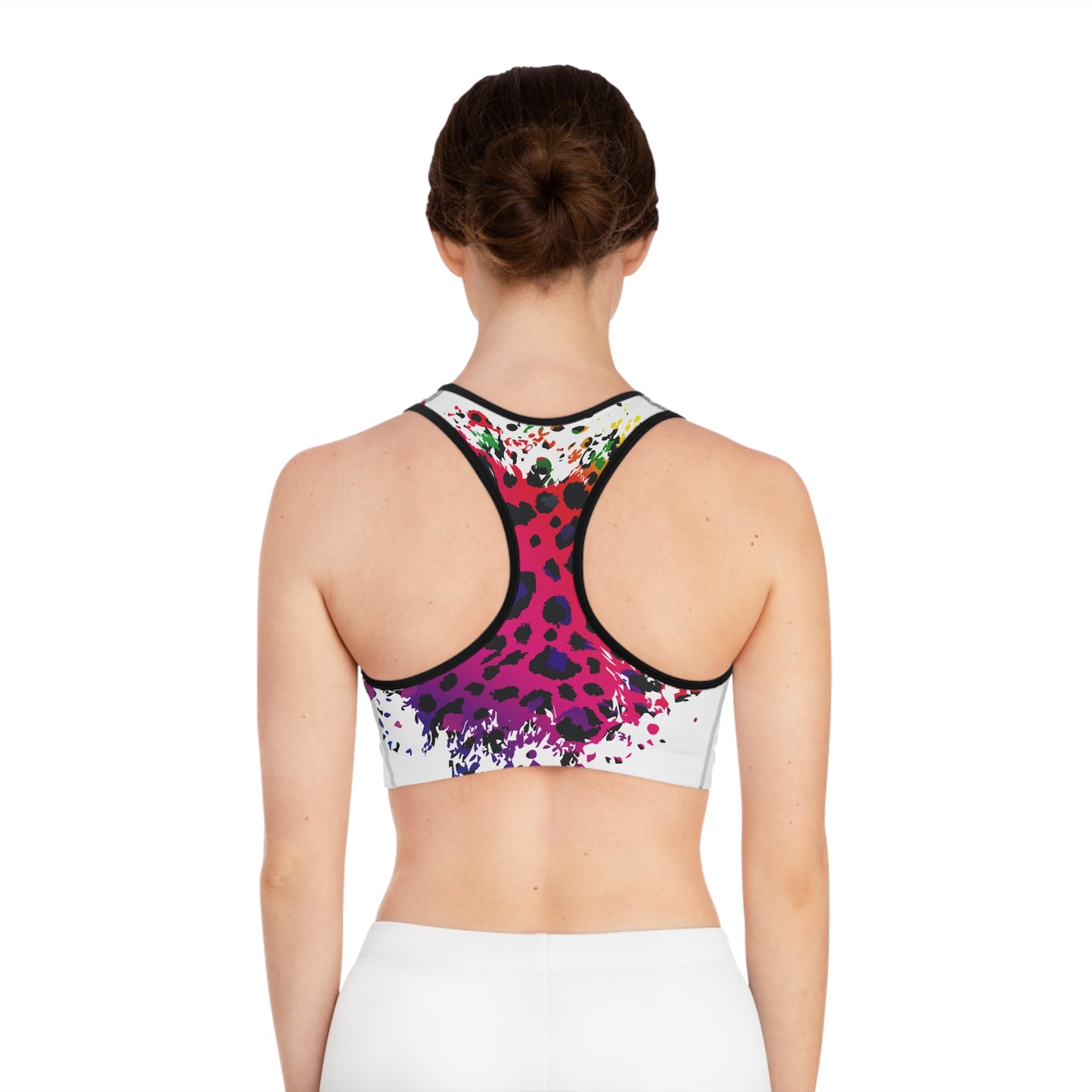 Damen Sport BH Leoparden Print Bunt Fitness Activewear
