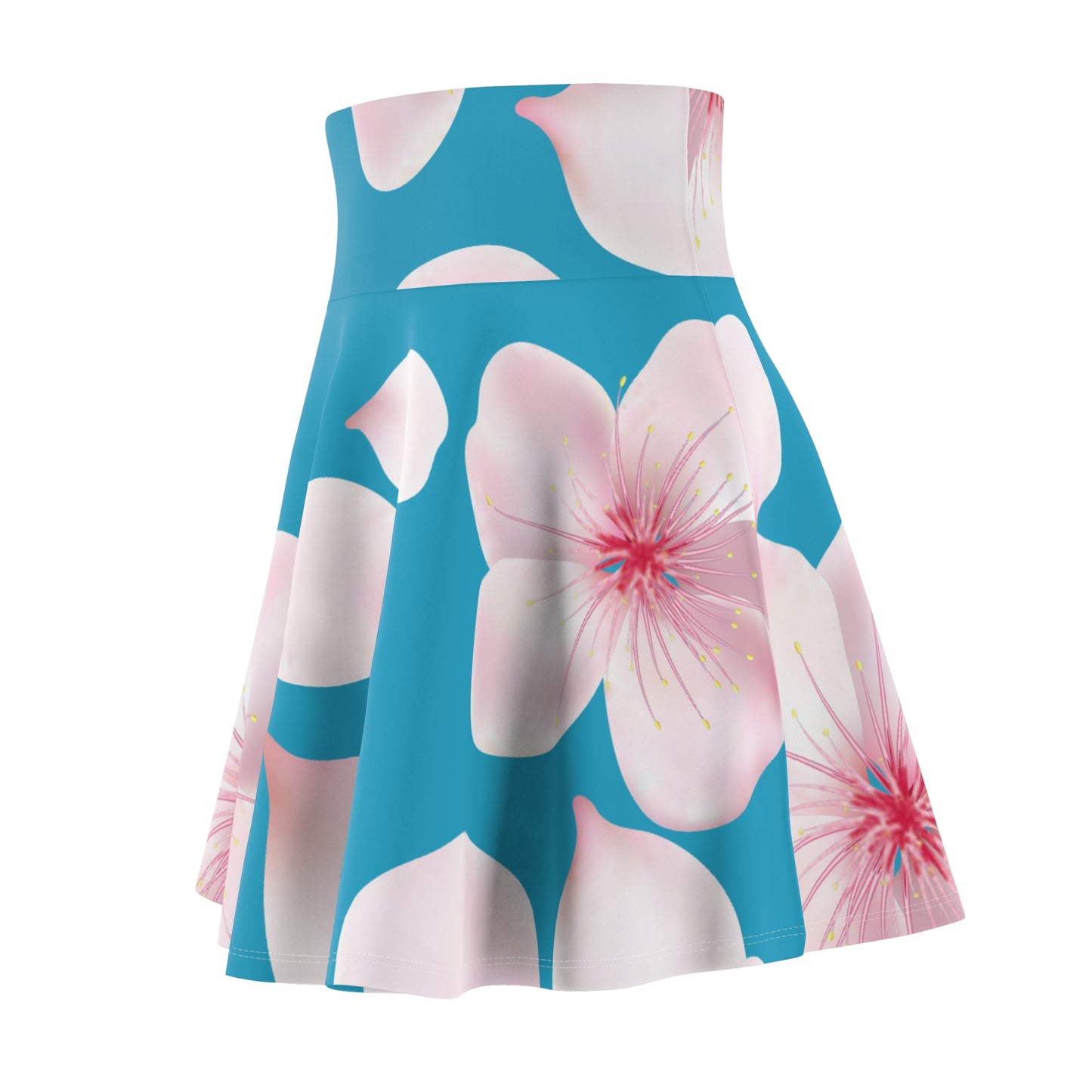 Türkiser Damen Rock Blütenmuster Skater Elegant Sommer Casual