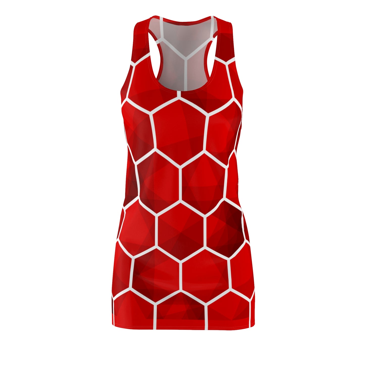 Stylish Red Geometric Racerback Dress – Sleeveless Summer Dress