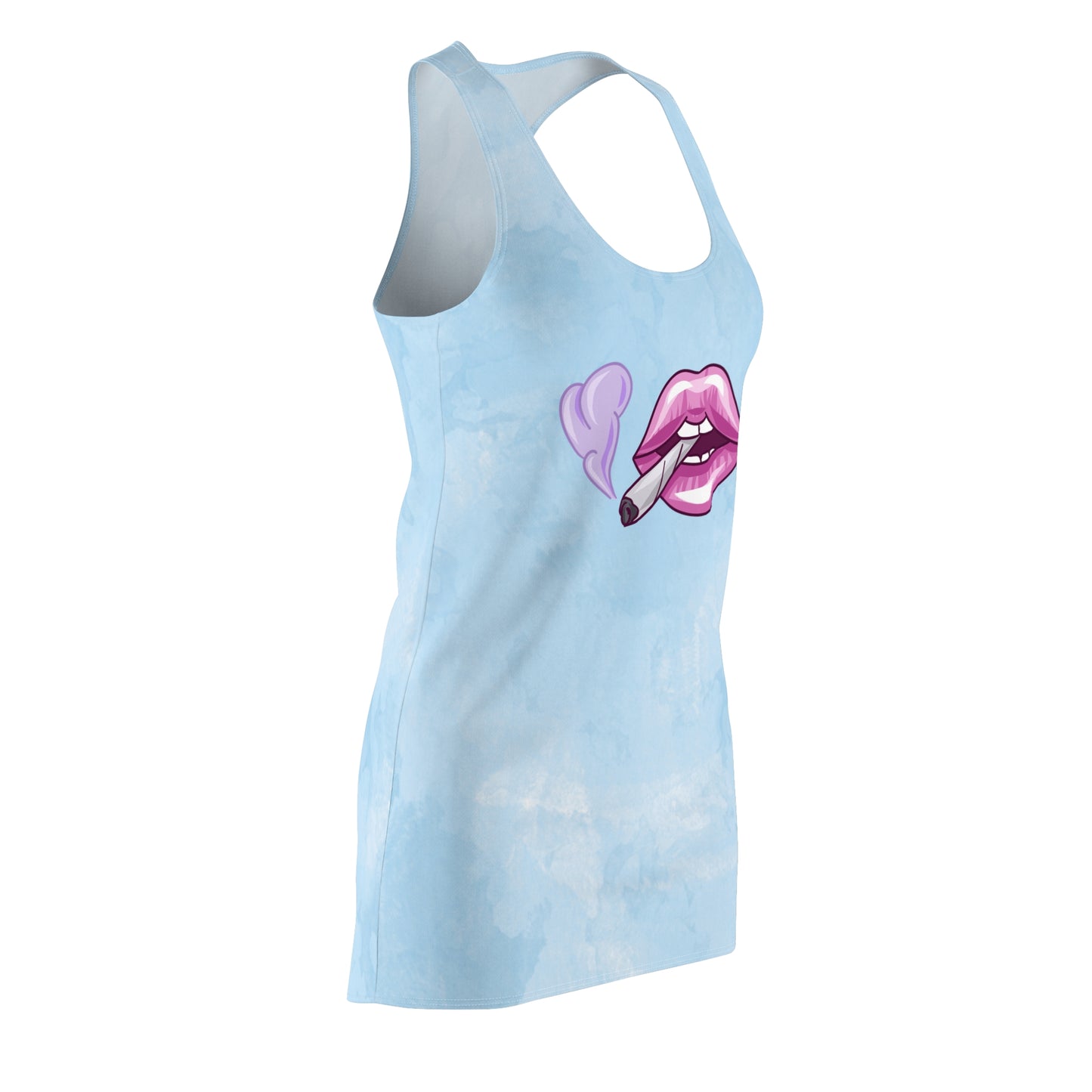 Lippen Print Racerback Kleid – Urbaner Cannabis Style