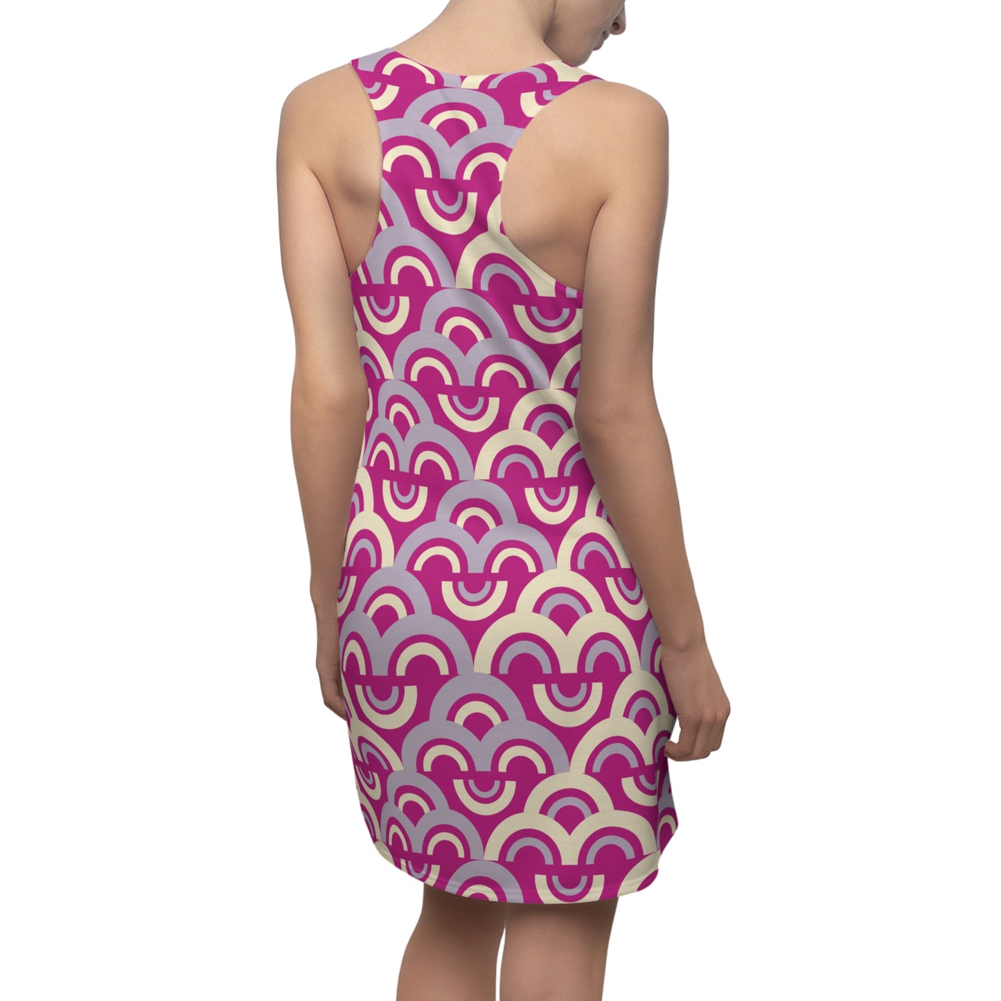 Damen Racerback Kleid Pink Pastell Bogenmuster Bequemes Freizeitkleid