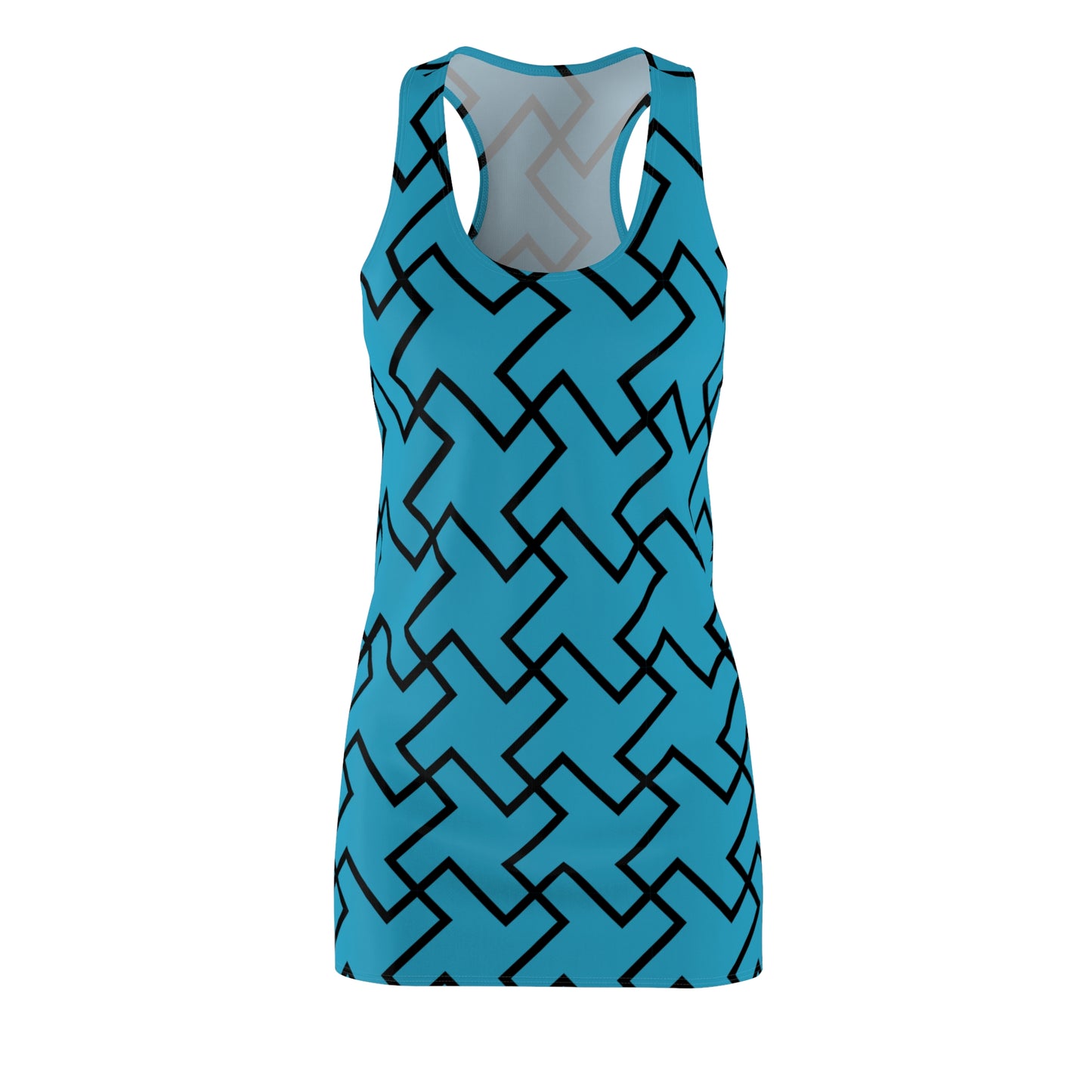 Türkis Geometrie Racerback Kleid – Modern & Bequem