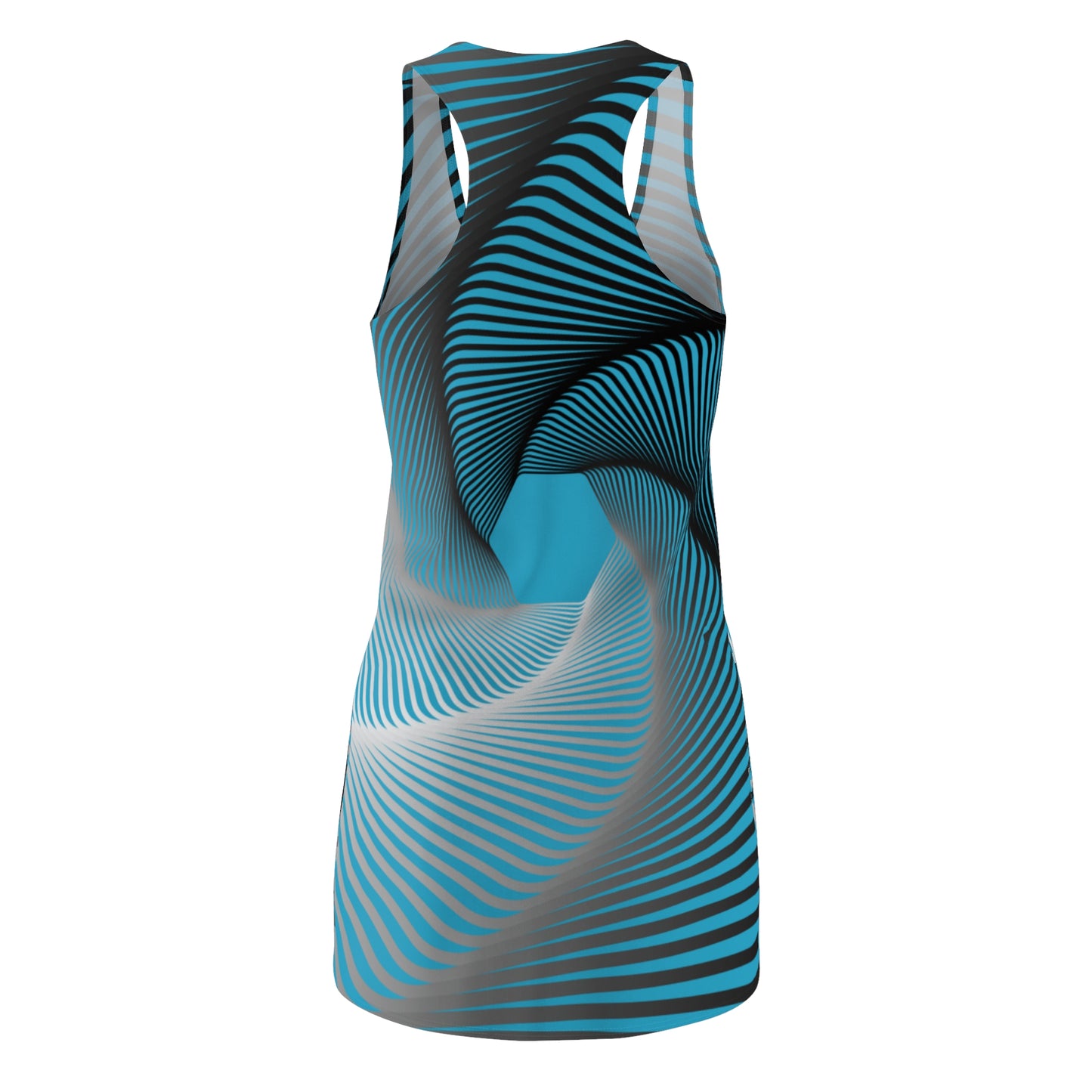 Schwarz Weiß Spirale Racerback Kleid – Stilvolles Sommerkleid Grün