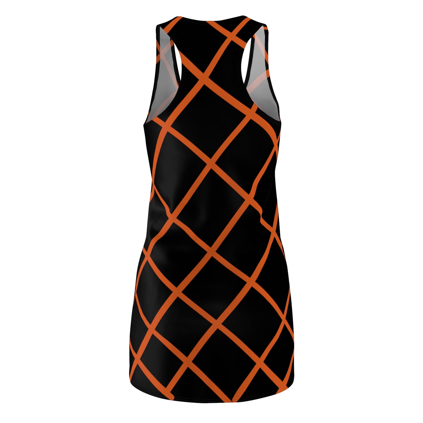 Schwarz Orange Karo Racerback Kleid – Elegantes Sommerkleid