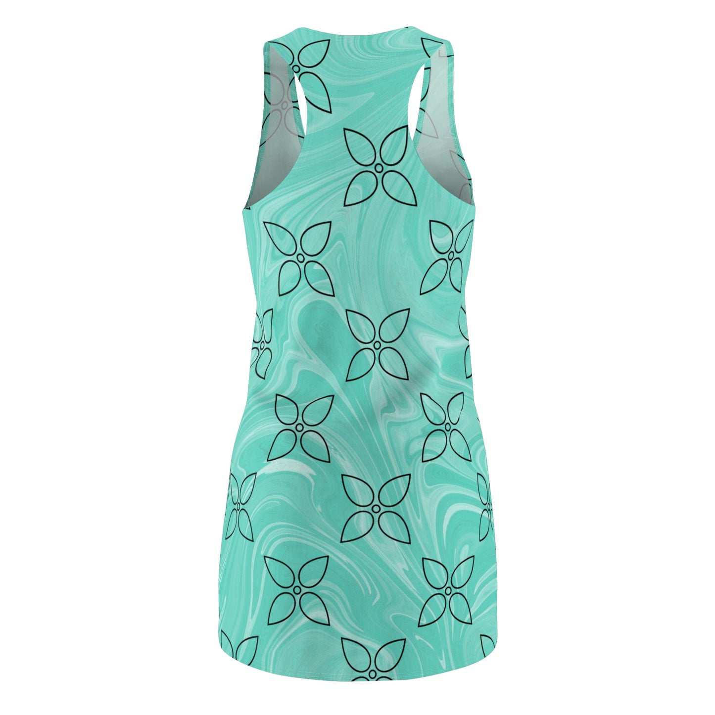 Türkis Blumen Racerback Kleid – Leicht & Stilvoll