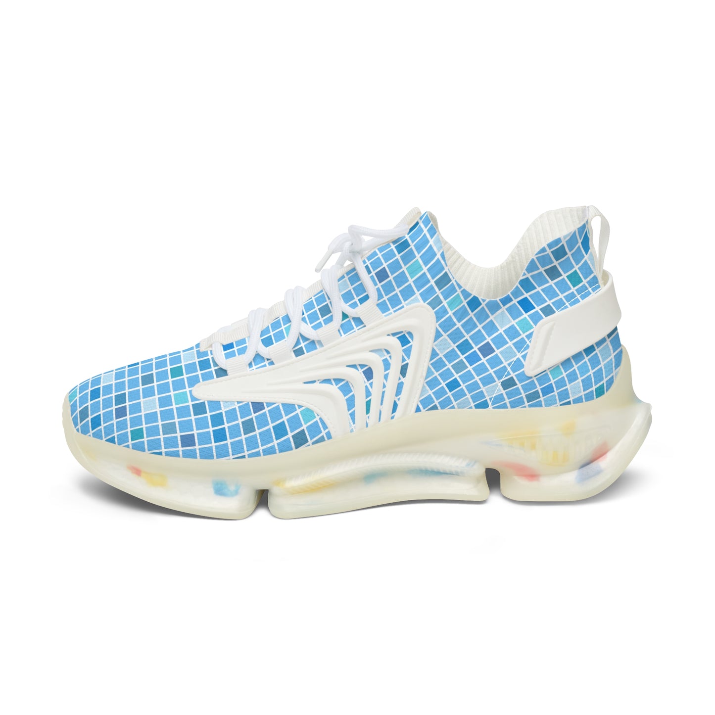 Blaue Damen Sneaker – Trendige Sportschuhe mit modernem Karomuster