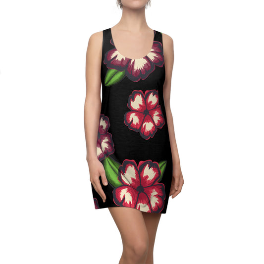 Schwarzes Hibiskus Racerback Kleid – Stylishes Sommerkleid