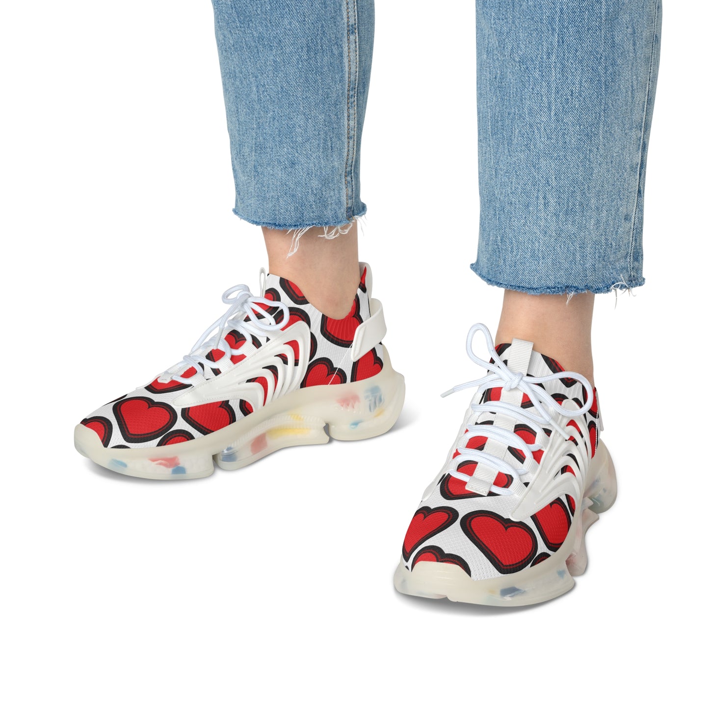 Damen Sneaker mit Herzmuster – Stylische Sportschuhe
