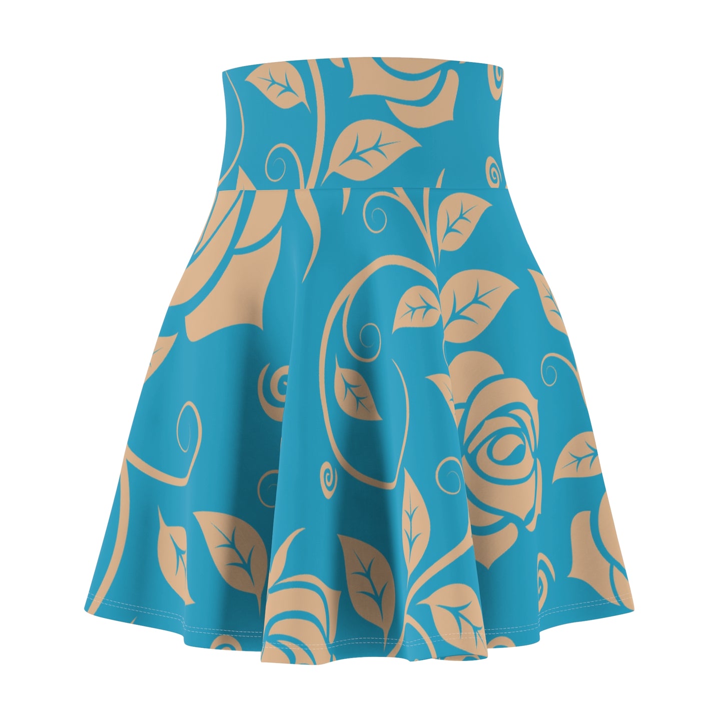 Türkiser Damen Rock Floral Skater Elegant Frühling Sommer Casual
