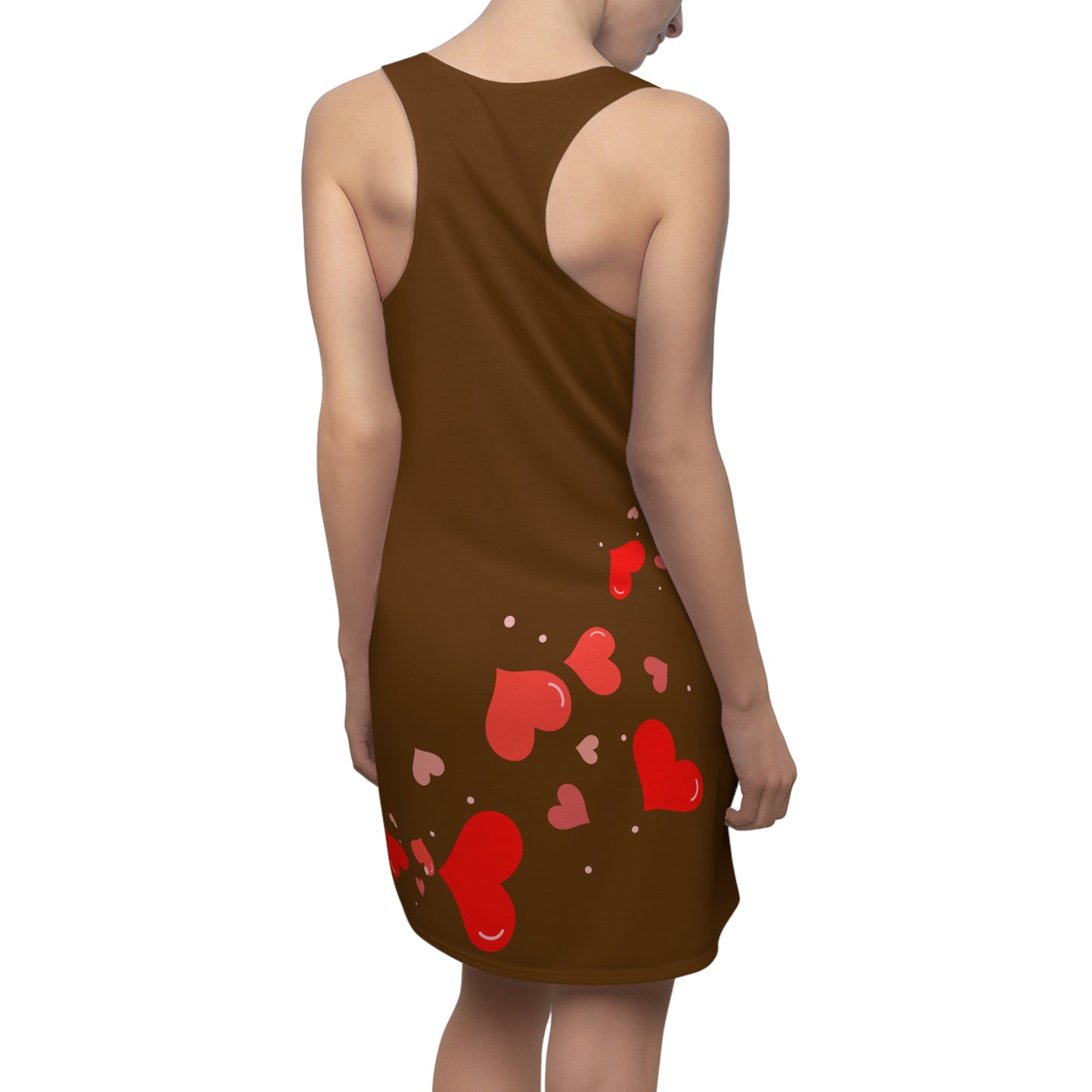 Braun Herz Racerback Kleid – Elegantes Valentinstag Outfit