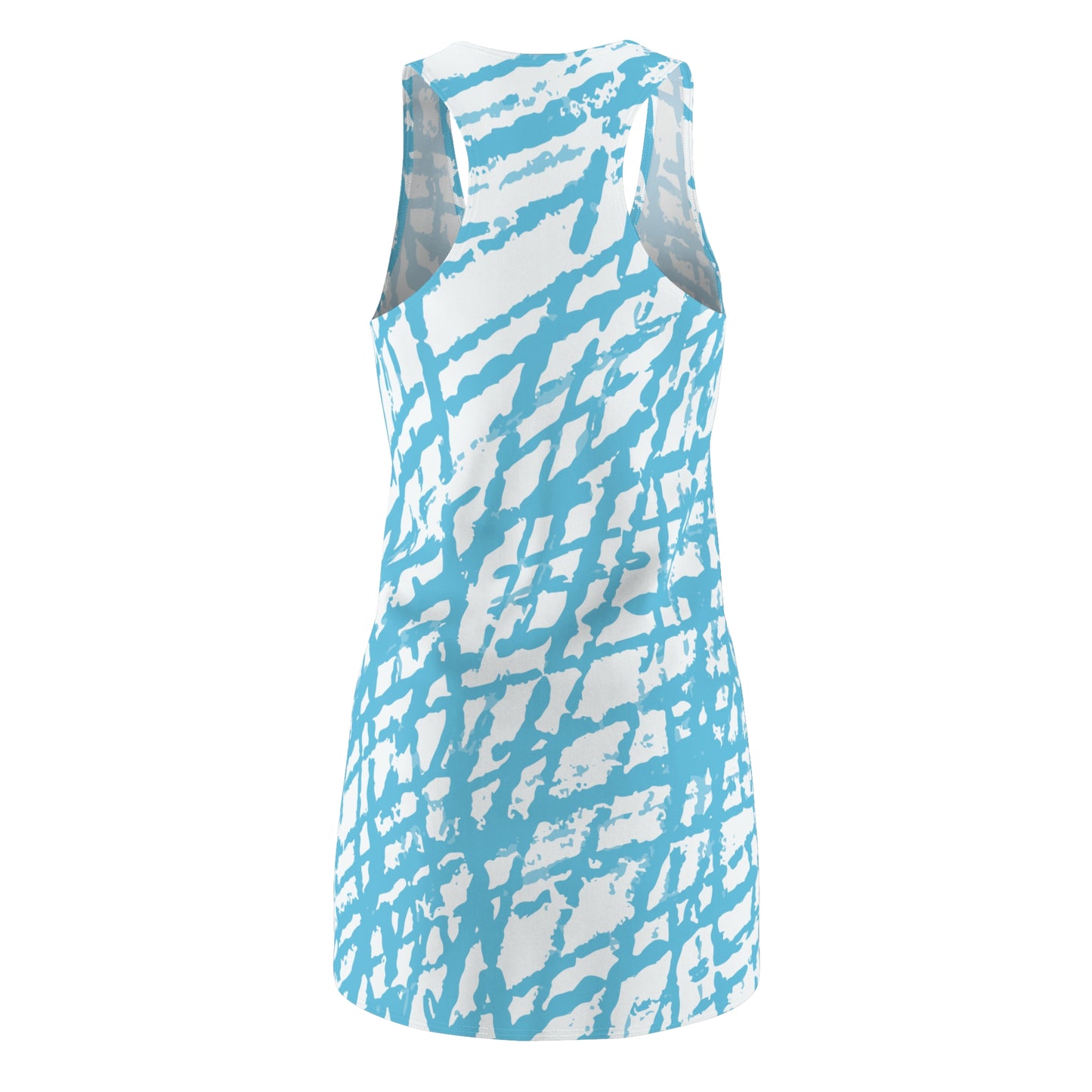 Skyline Muster Damen Racerback Kleid – Sommerkleid Blau Weiß