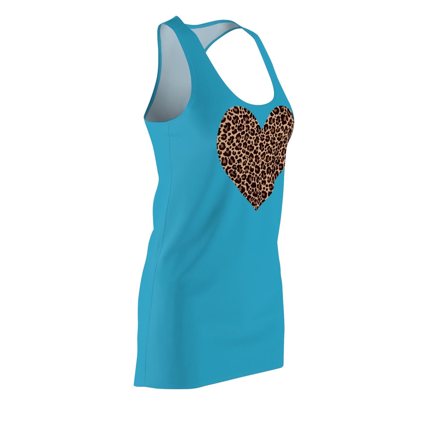 Leoparden Herz Racerback Kleid – Türkises Sommerkleid