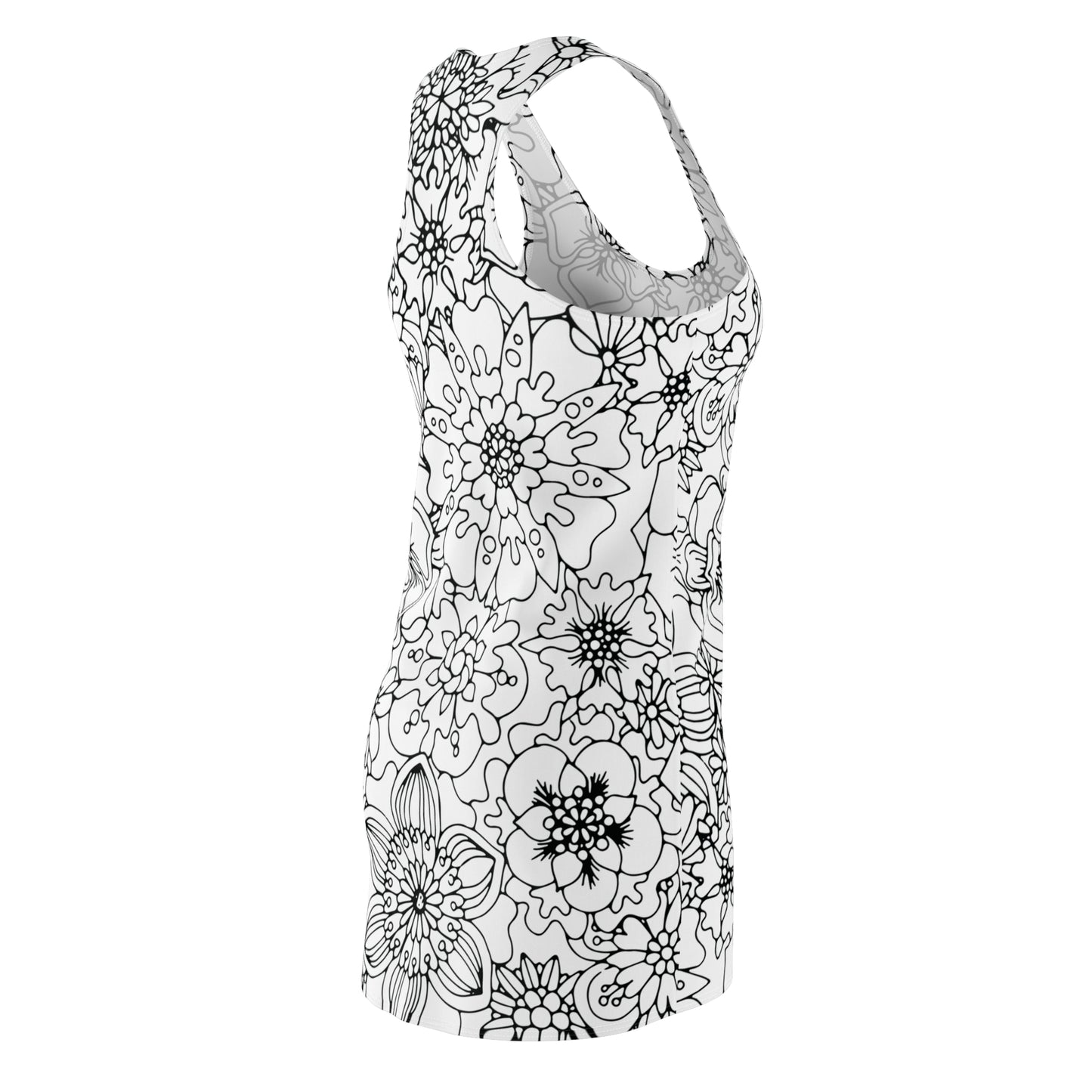Schwarz Weiß Blumen Racerback Kleid – Sommer Damenmode