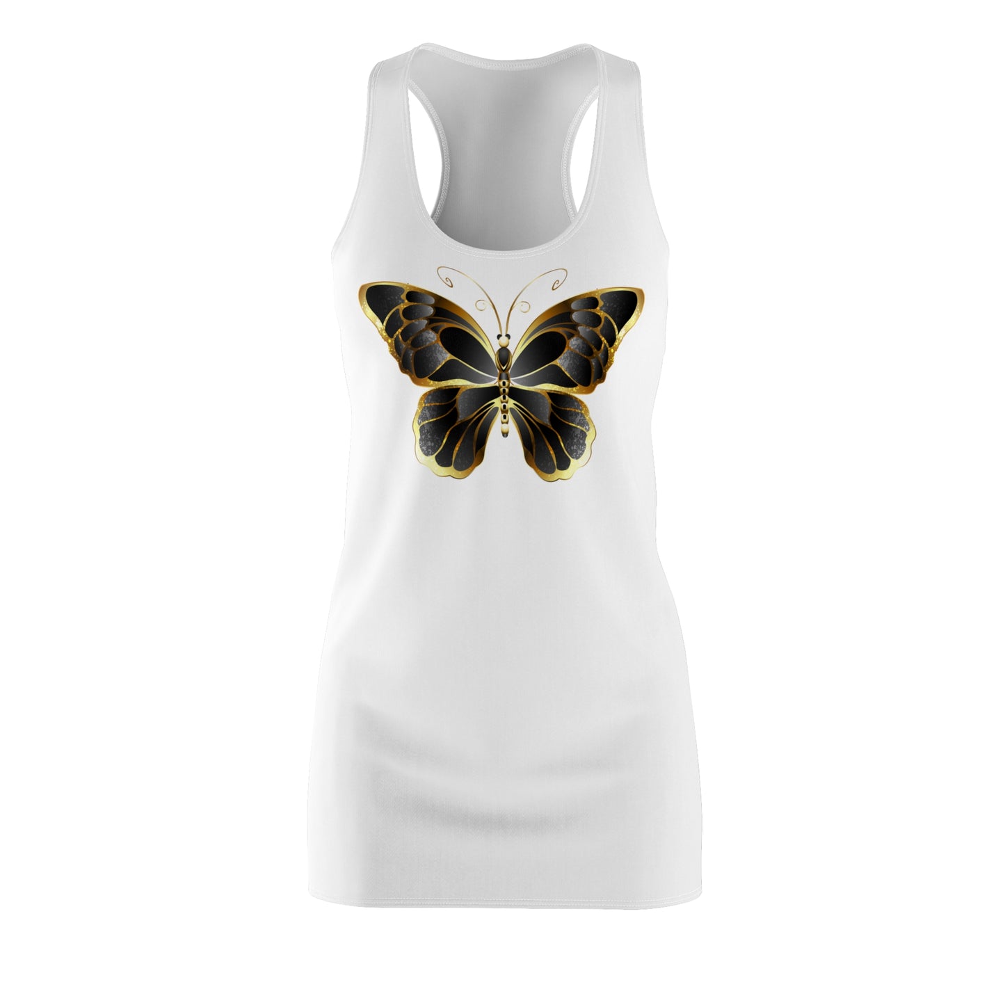 Schmetterling Racerback Kleid – Weißes Sommerkleid