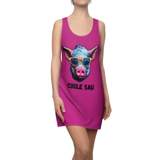 Damen Kleid Coole Sau Racerback Sommer Statement Fun