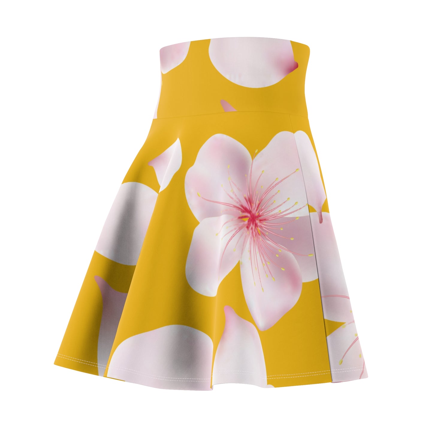 Gelber Damen Rock Blütenmuster Skater Elegant Sommer Casual