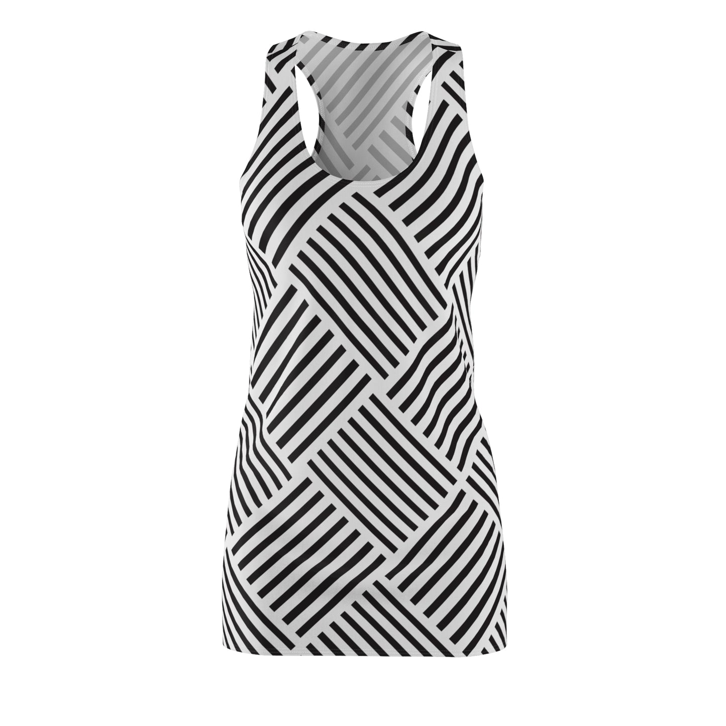Streifen Racerback Kleid – Schwarz Weiß Damenmode