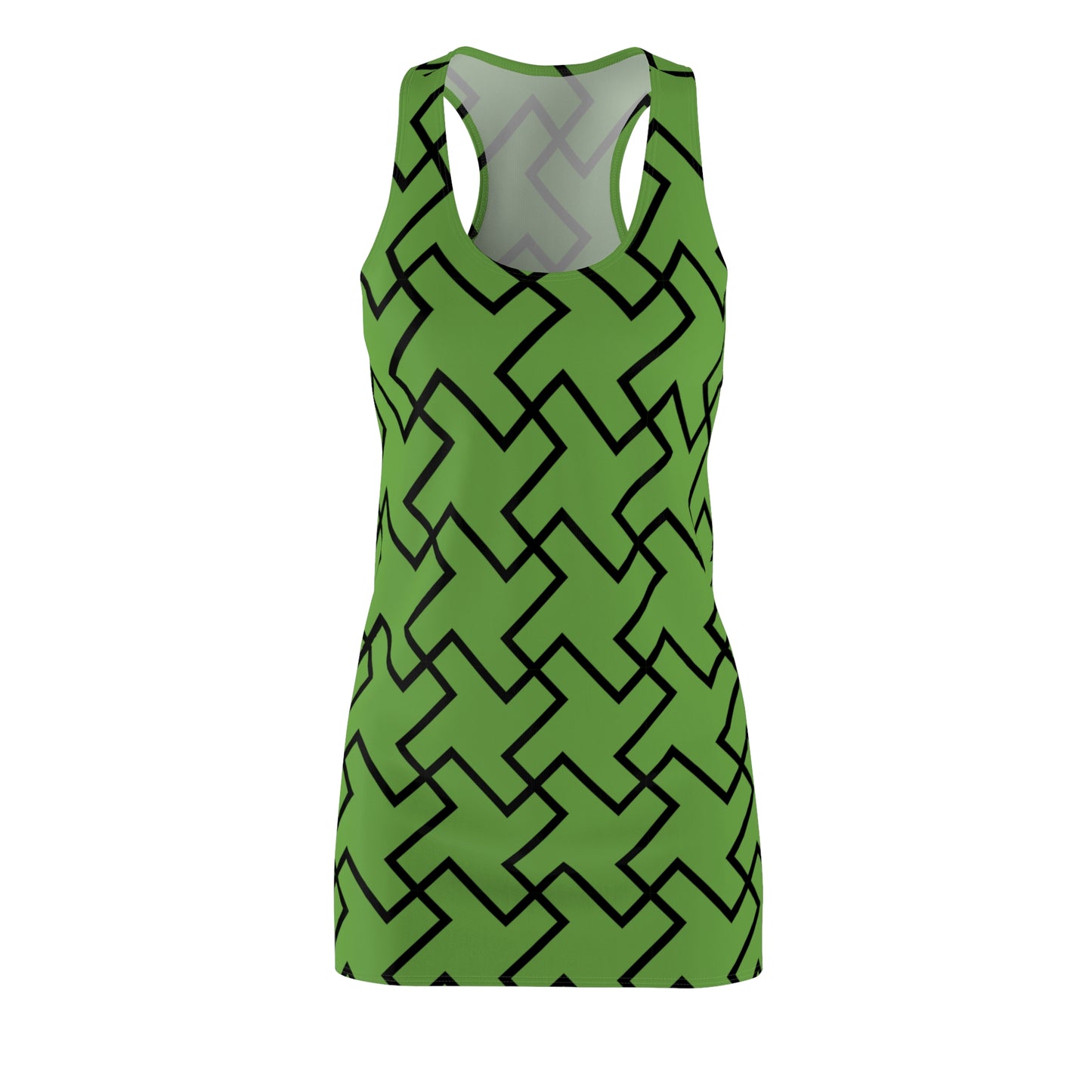 Hellgrünes Geometrie Racerback Kleid – Modern & Bequem