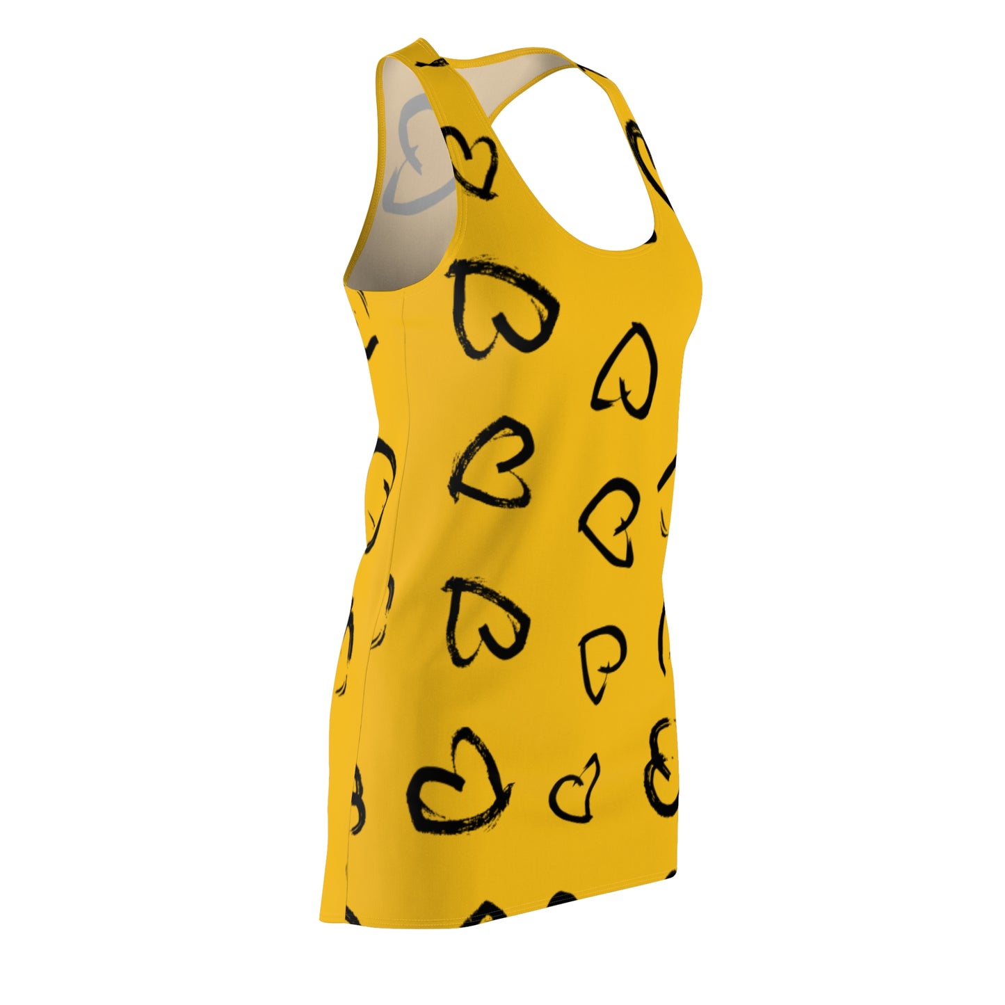 Racerback Kleid mit handgezeichnetem Herzmuster – Lässiges Sommerkleid