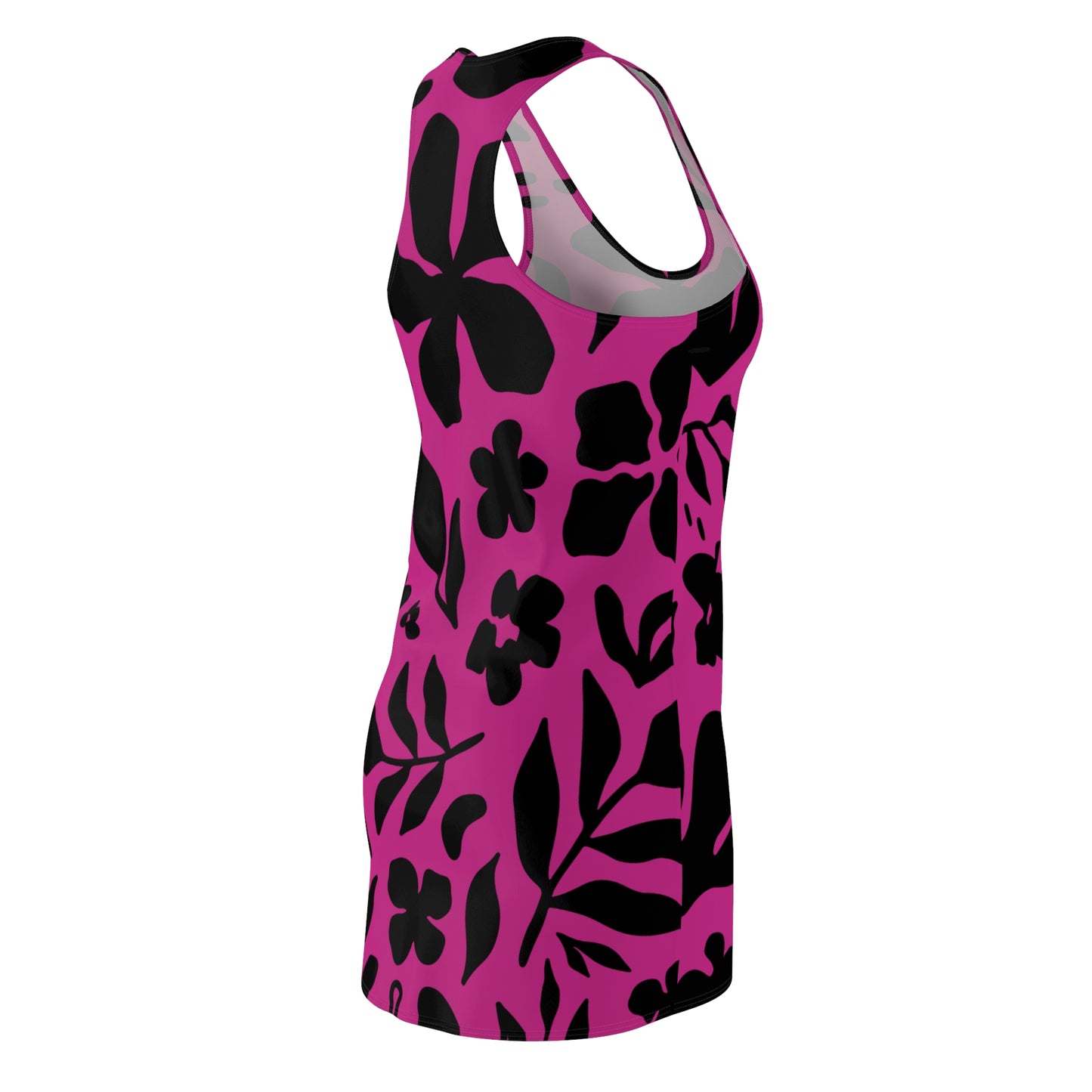Schwarz Pink Floral Racerback Kleid – Sommer Damenmode