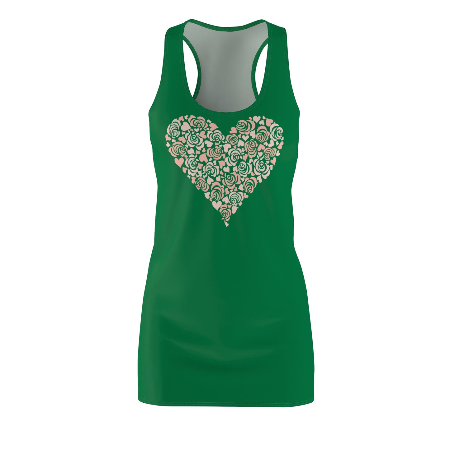 Dunkelgrün Floral Heart Kleid Racerback Romantisches Sommerkleid