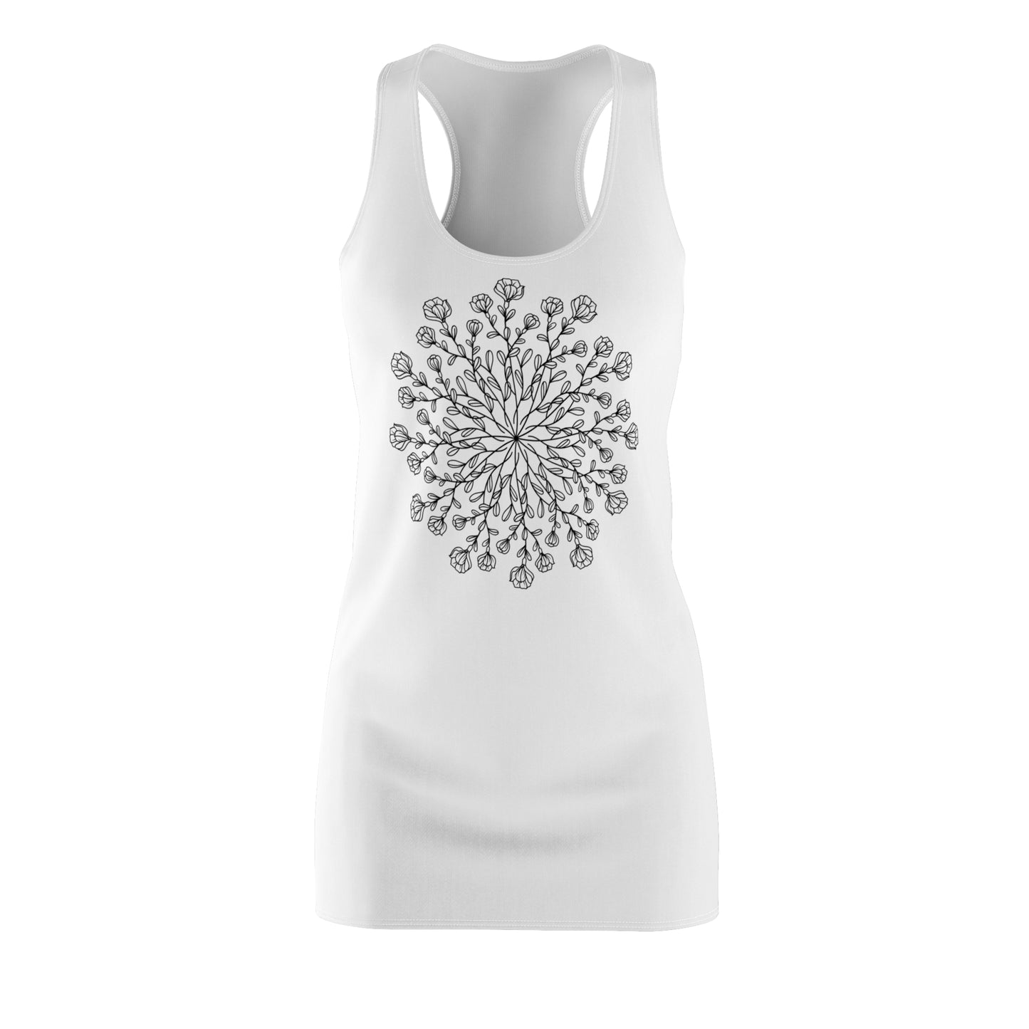 Weißes Damen Racerback Kleid mit Mandala Print Sommerkleid Casual