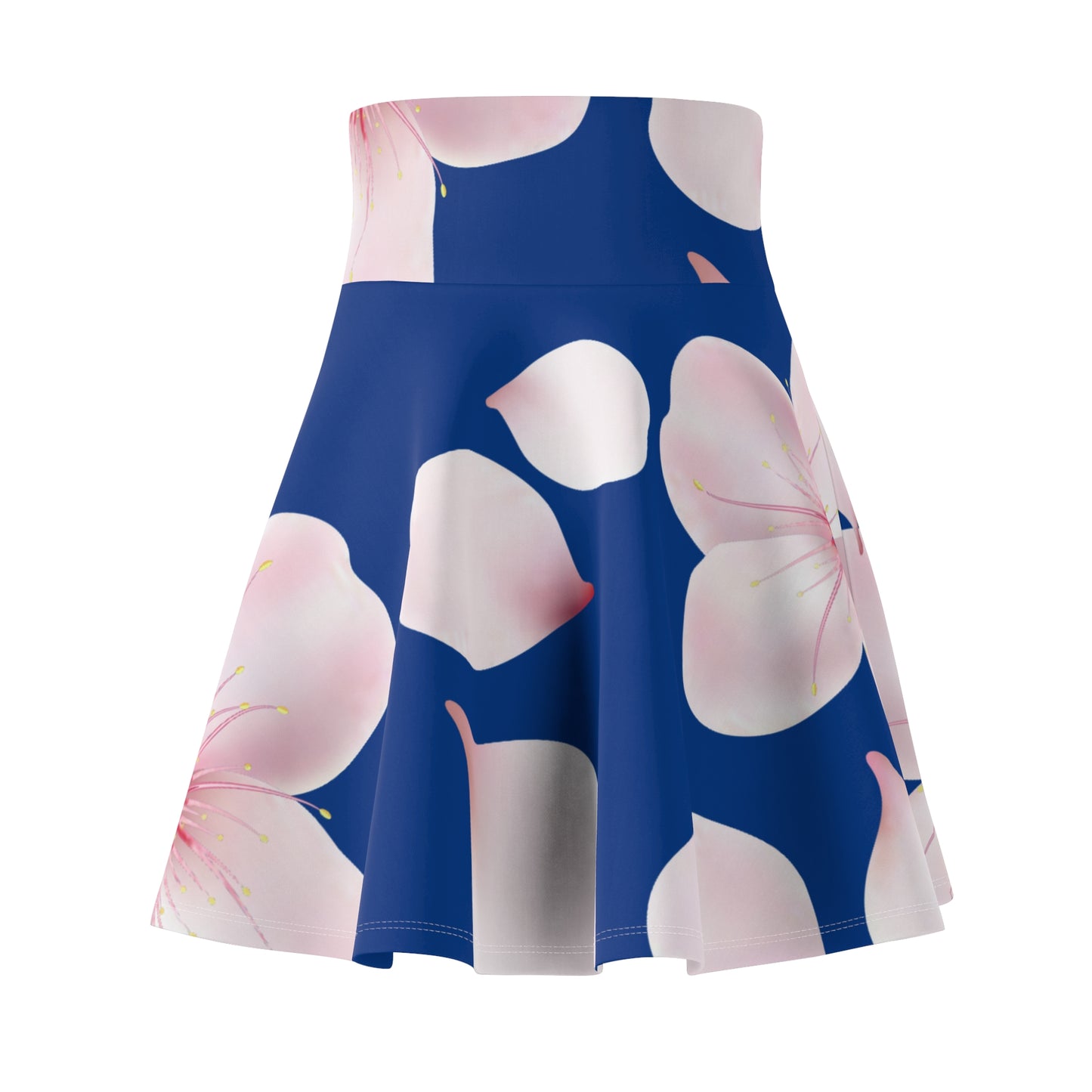 Blauer Damen Rock Blütenmuster Skater Elegant Sommer Casual