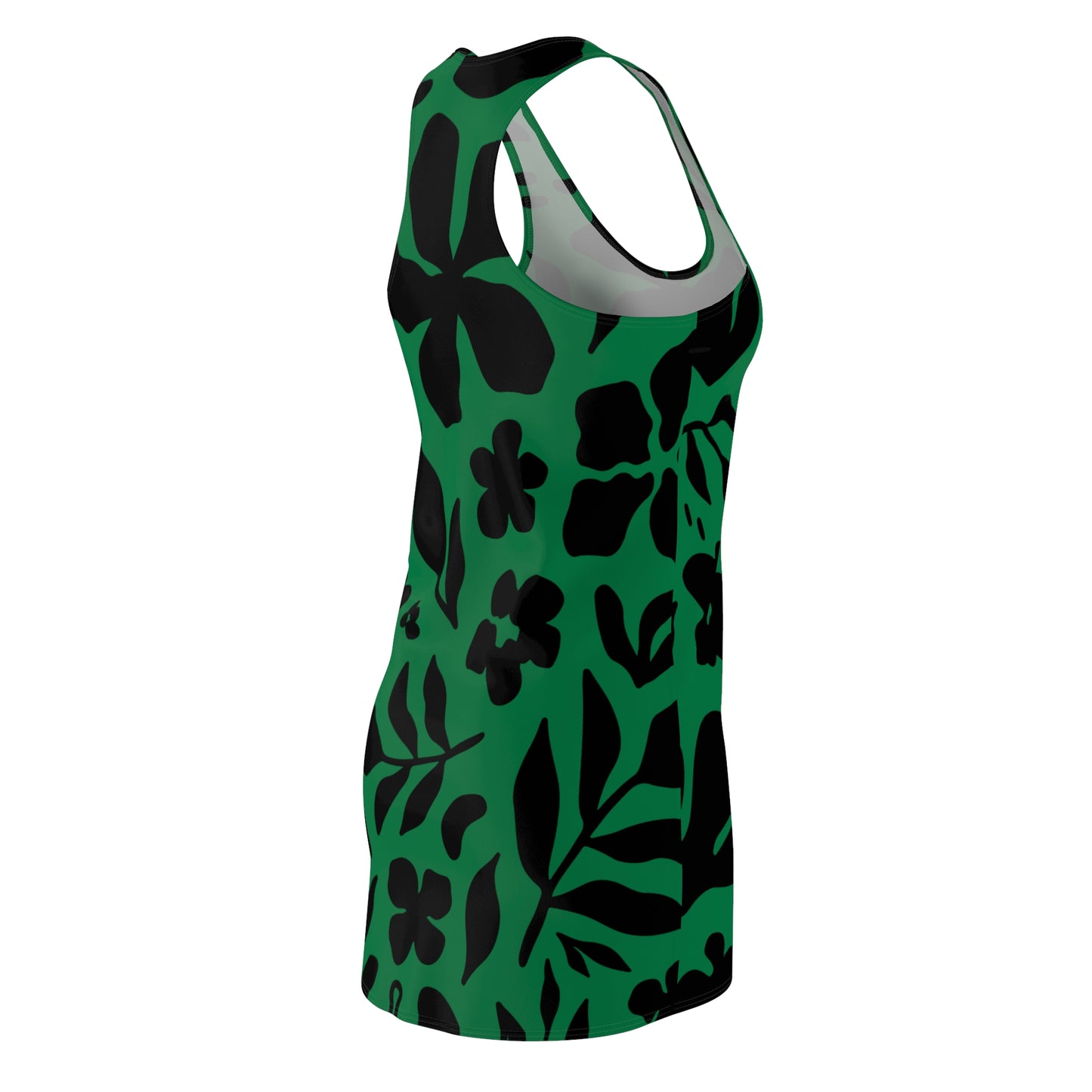 Schwarz Dunkelgrün Floral Racerback Kleid – Sommer Damenmode