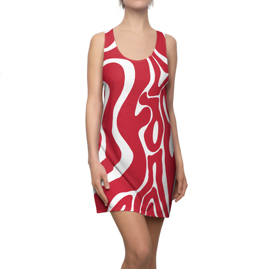 Rot Swirl Racerback Kleid – Abstraktes Sommerkleid