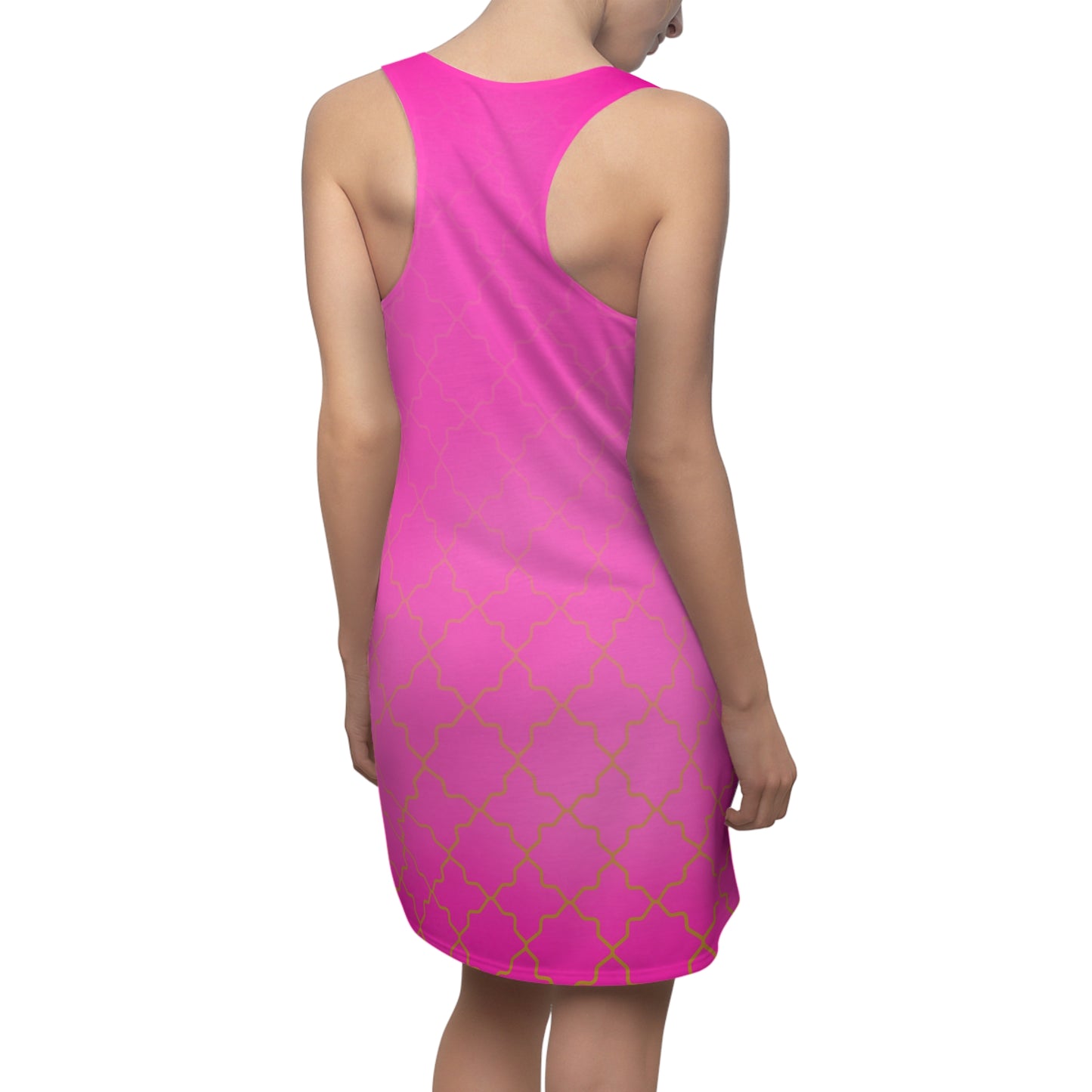 Pinkes Racerback Kleid mit goldenem Muster & Farbverlauf